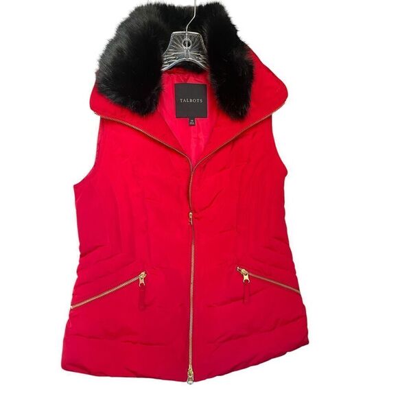 Talbots Full Zip Faux Collar Puffer Vest Red Size XS - Picture 1 of 11